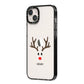 Personalised Reindeer Face iPhone 14 Plus Black Impact Case Side Angle on Silver phone