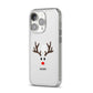 Personalised Reindeer Face iPhone 14 Pro Clear Tough Case Silver Angled Image