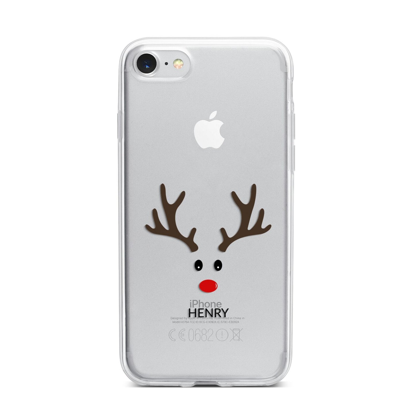Personalised Reindeer Face iPhone 7 Bumper Case on Silver iPhone