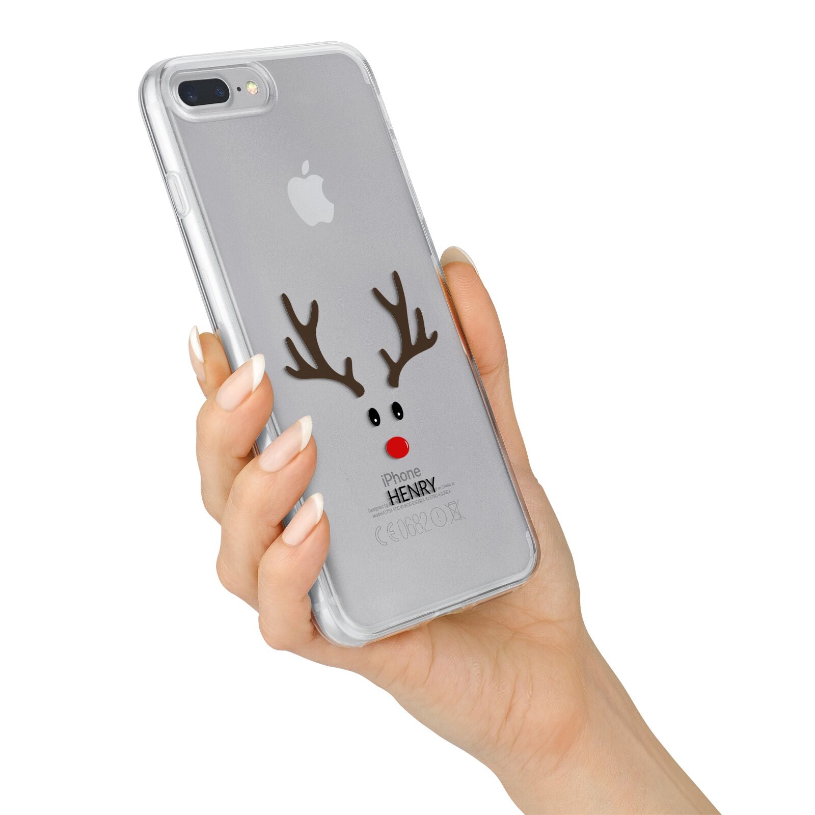 Personalised Reindeer Face iPhone 7 Plus Bumper Case on Silver iPhone Alternative Image