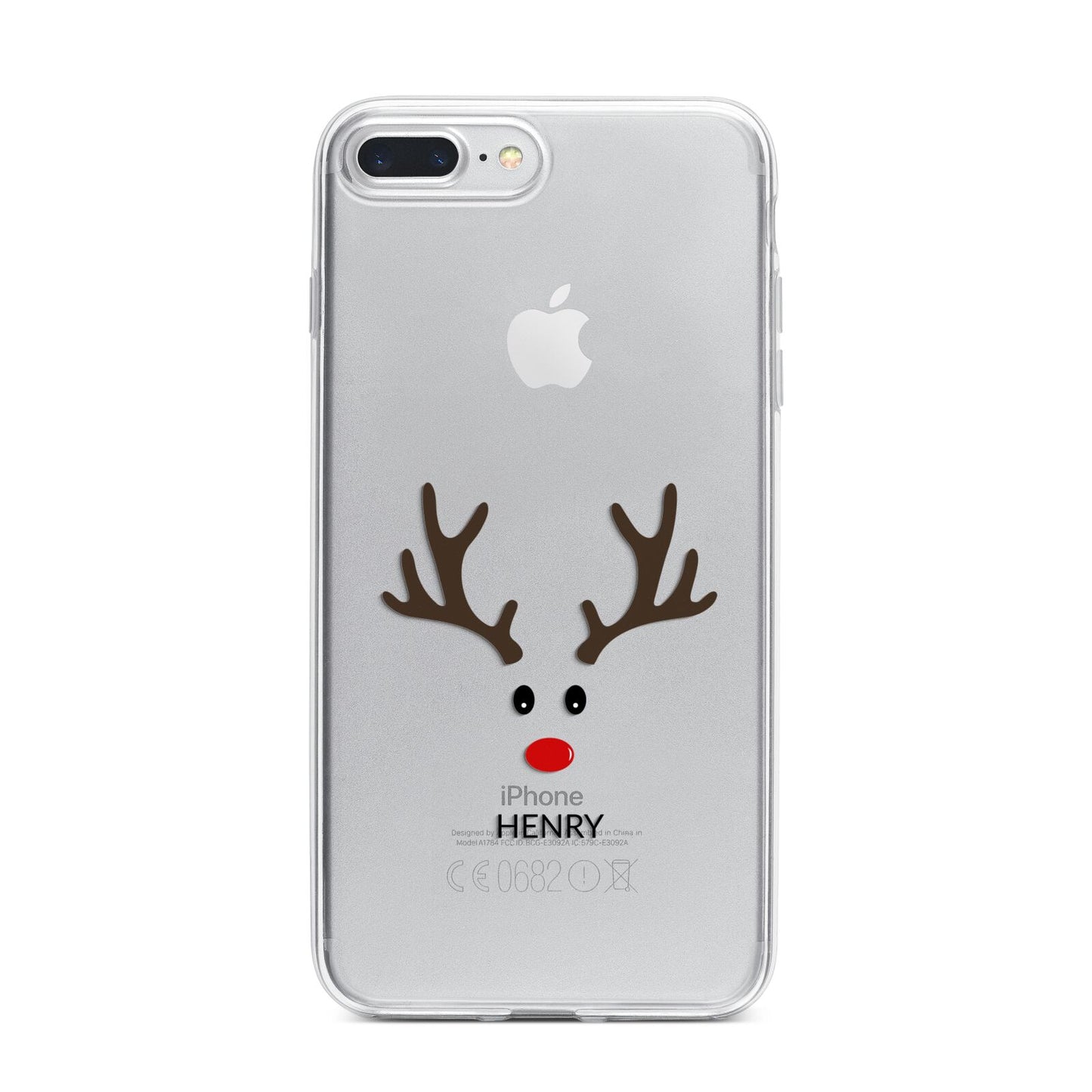 Personalised Reindeer Face iPhone 7 Plus Bumper Case on Silver iPhone