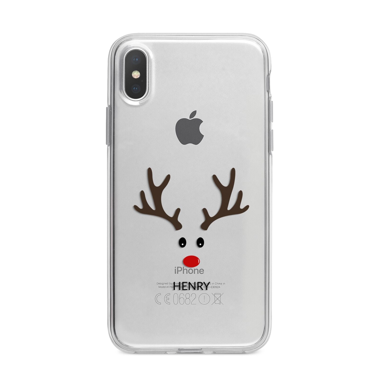 Personalised Reindeer Face iPhone X Bumper Case on Silver iPhone Alternative Image 1