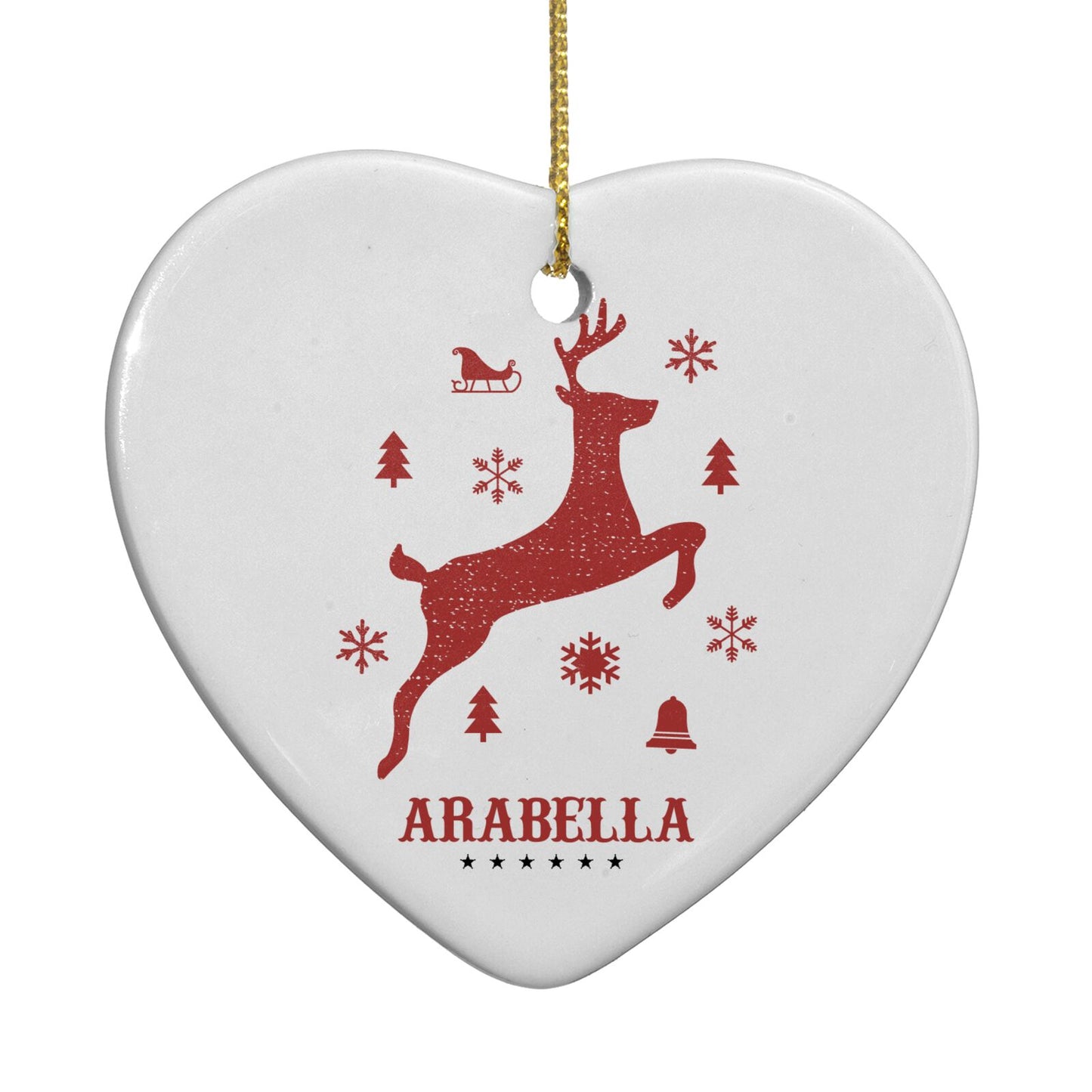 Personalised Reindeer Heart Decoration Back Image