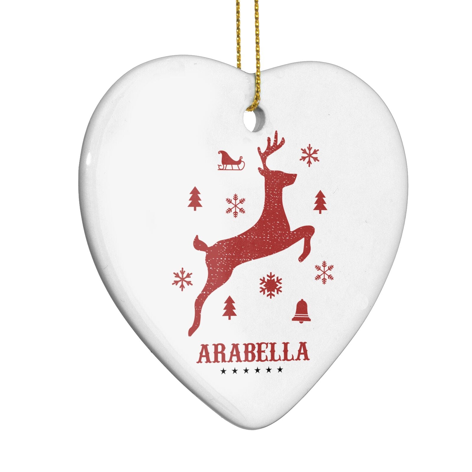 Personalised Reindeer Heart Decoration Side Angle