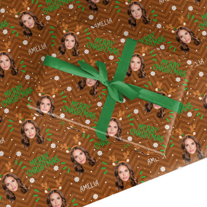 Personalised Reindeer Photo Face Wrapping Paper