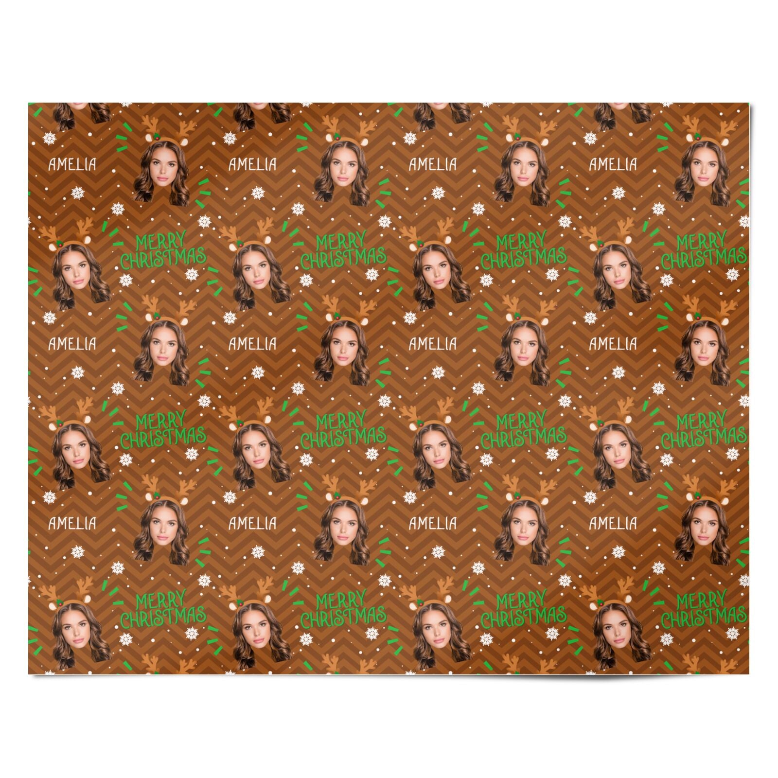 Personalised Reindeer Photo Face Personalised Wrapping Paper Alternative