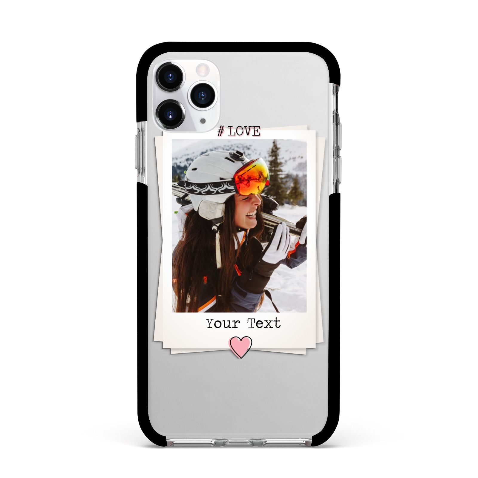 Personalised Retro Photo Apple iPhone 11 Pro Max in Silver with Black Impact Case