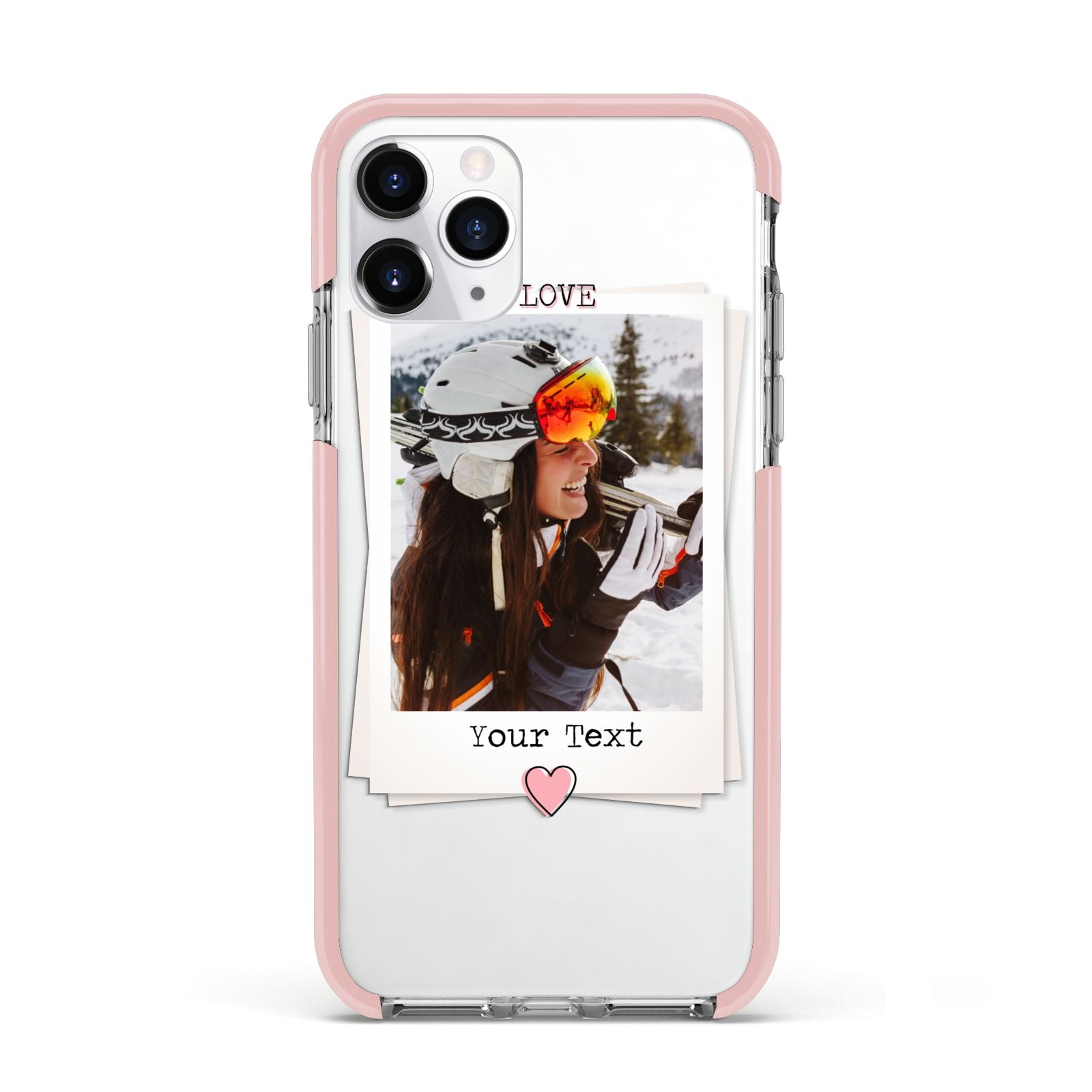 Personalised Retro Photo Apple iPhone 11 Pro in Silver with Pink Impact Case