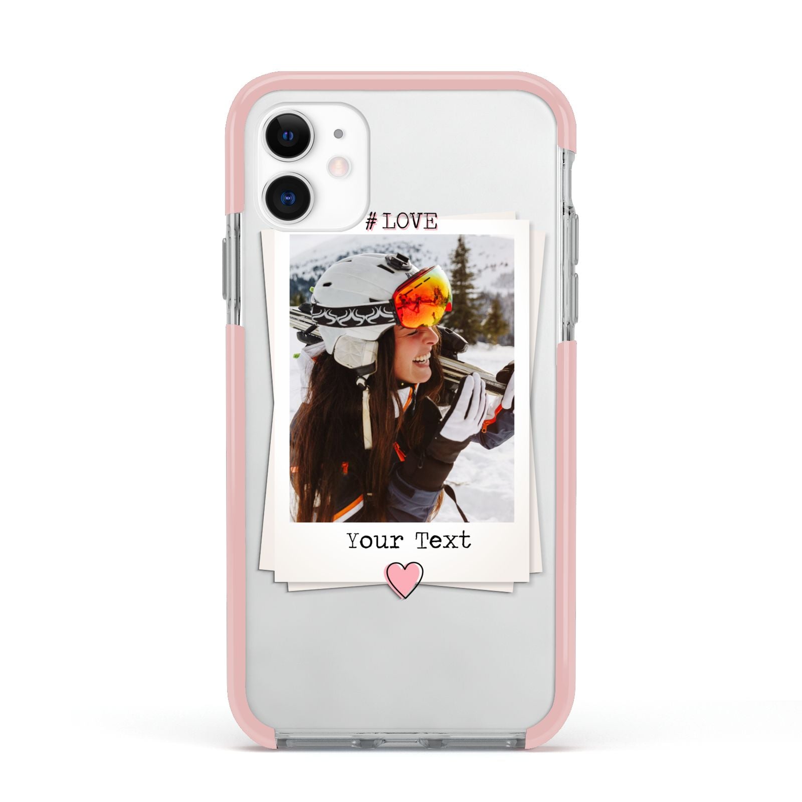 Personalised Retro Photo Apple iPhone 11 in White with Pink Impact Case