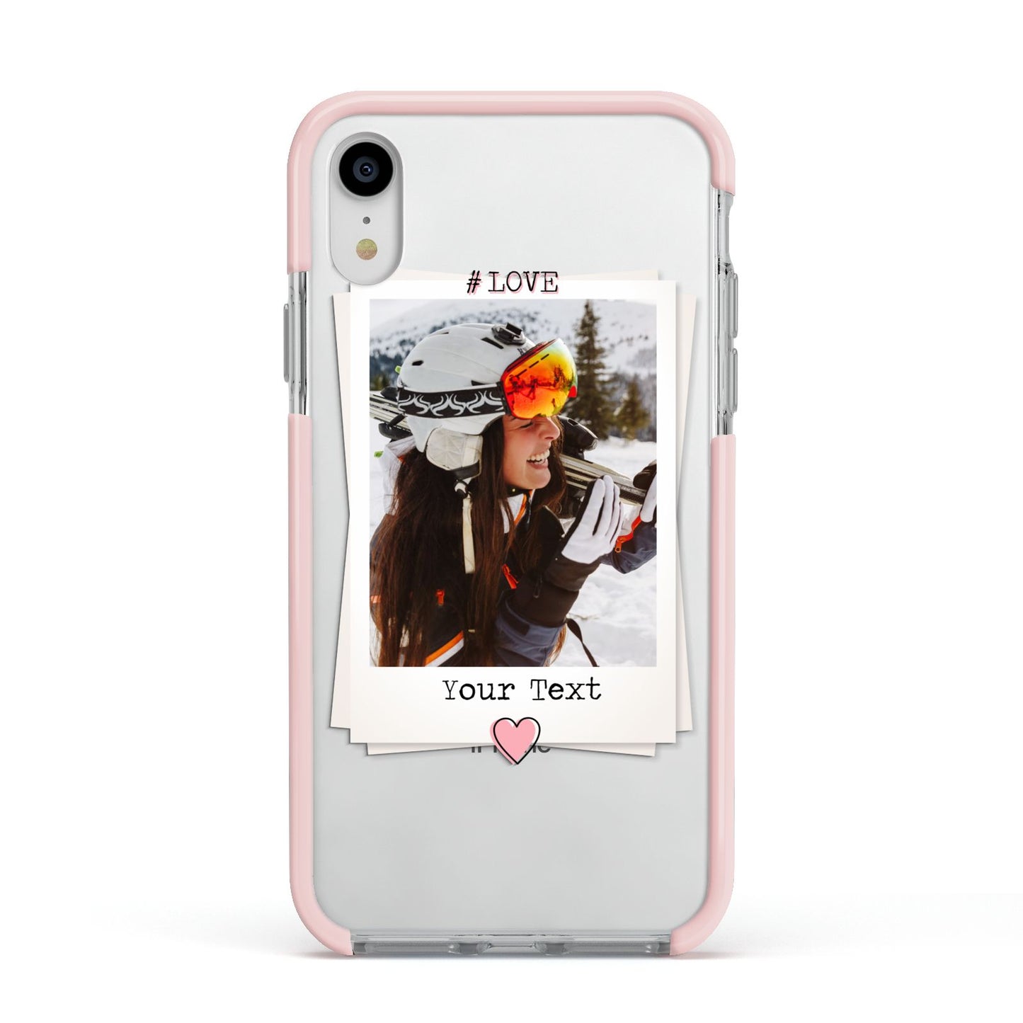 Personalised Retro Photo Apple iPhone XR Impact Case Pink Edge on Silver Phone