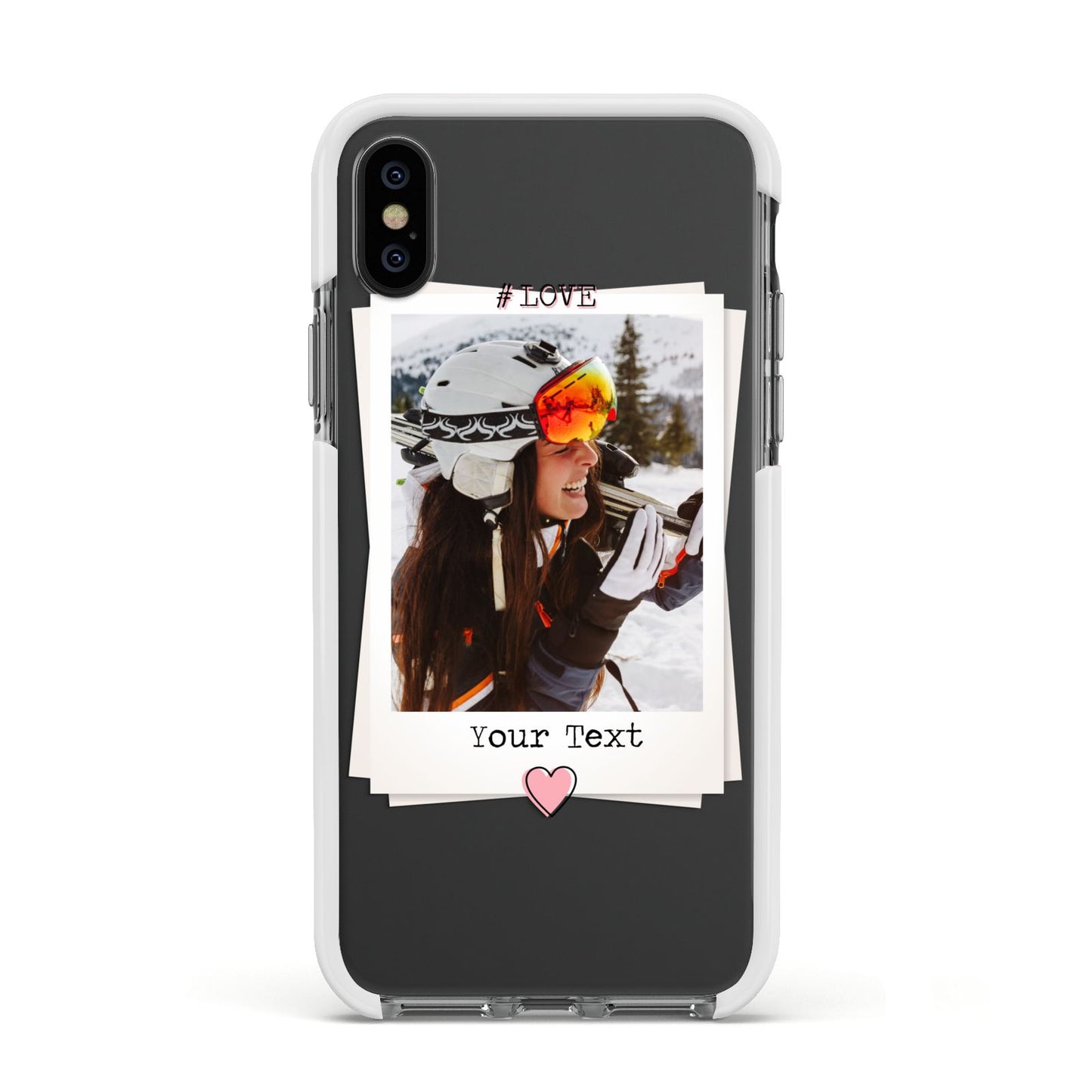 Personalised Retro Photo Apple iPhone Xs Impact Case White Edge on Black Phone