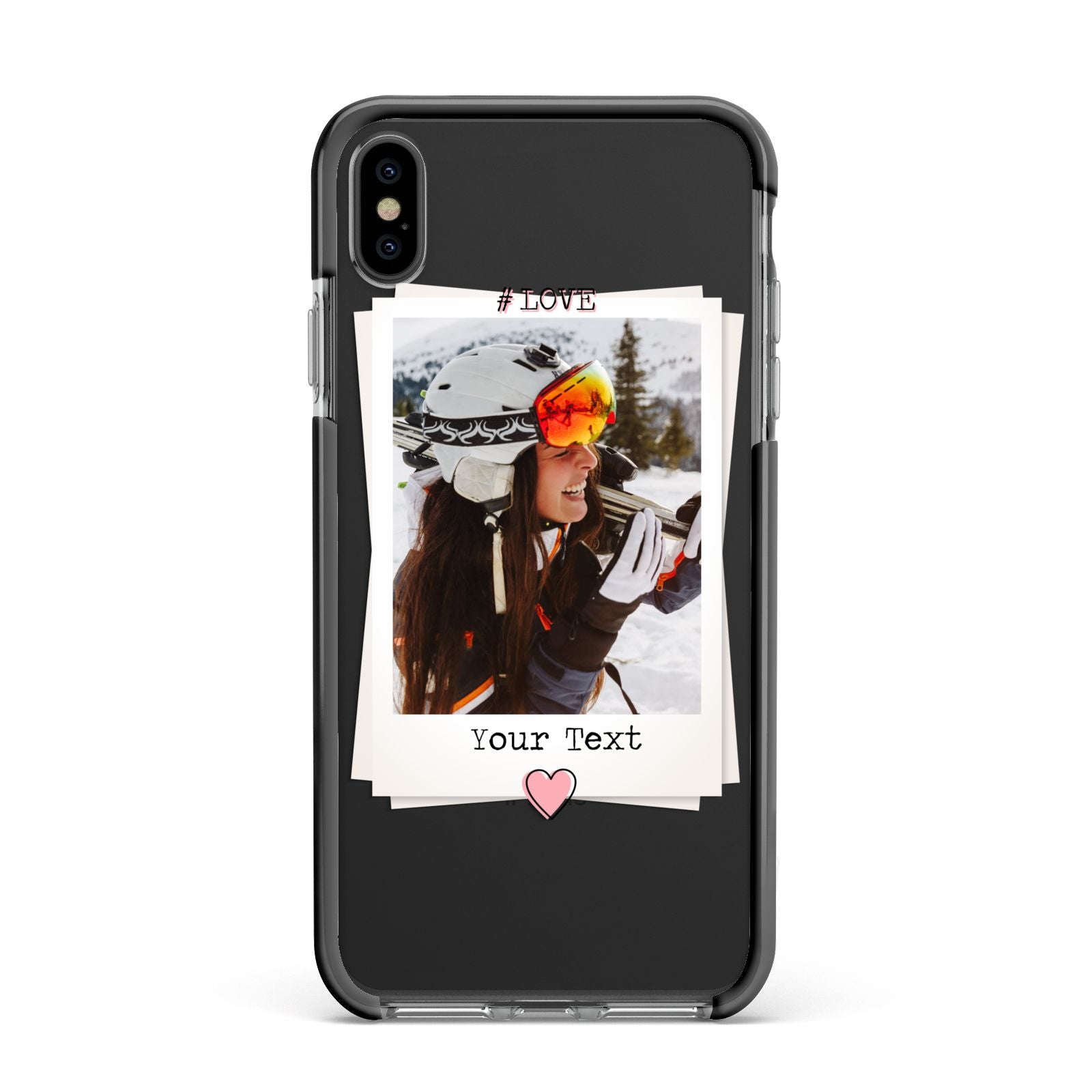 Personalised Retro Photo Apple iPhone Xs Max Impact Case Black Edge on Black Phone