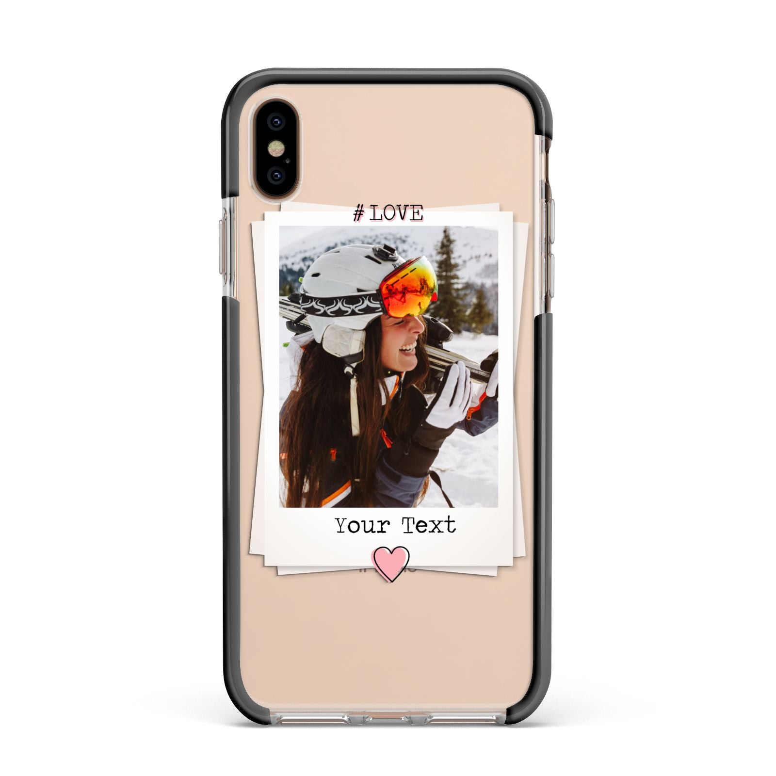 Personalised Retro Photo Apple iPhone Xs Max Impact Case Black Edge on Gold Phone