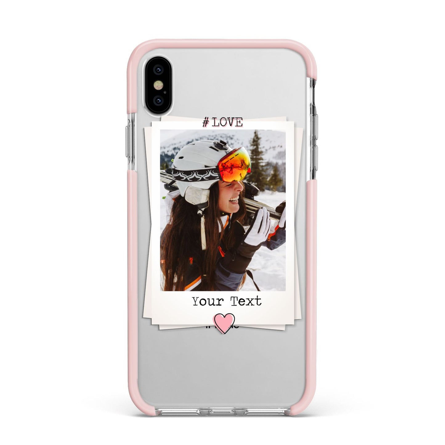 Personalised Retro Photo Apple iPhone Xs Max Impact Case Pink Edge on Silver Phone