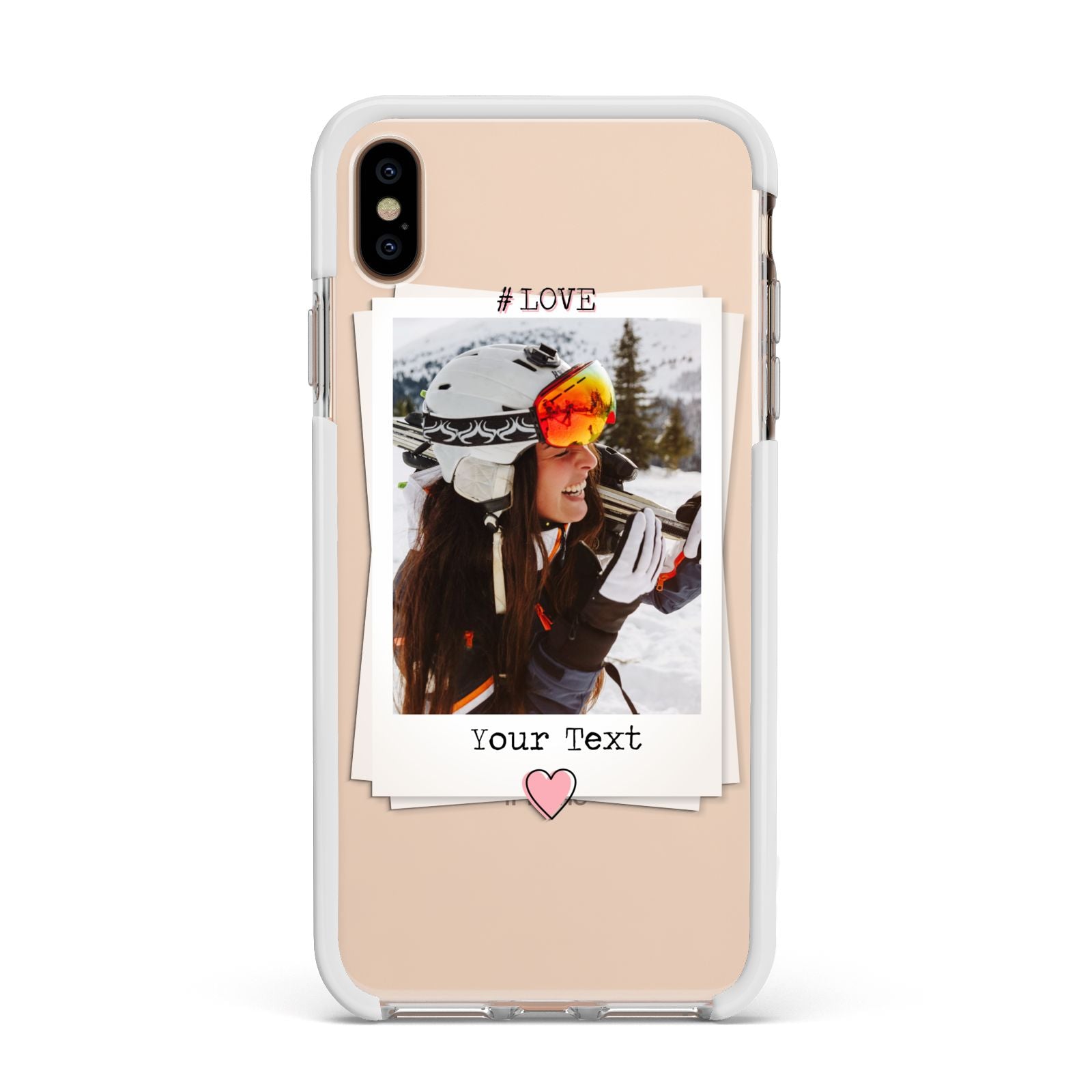 Personalised Retro Photo Apple iPhone Xs Max Impact Case White Edge on Gold Phone