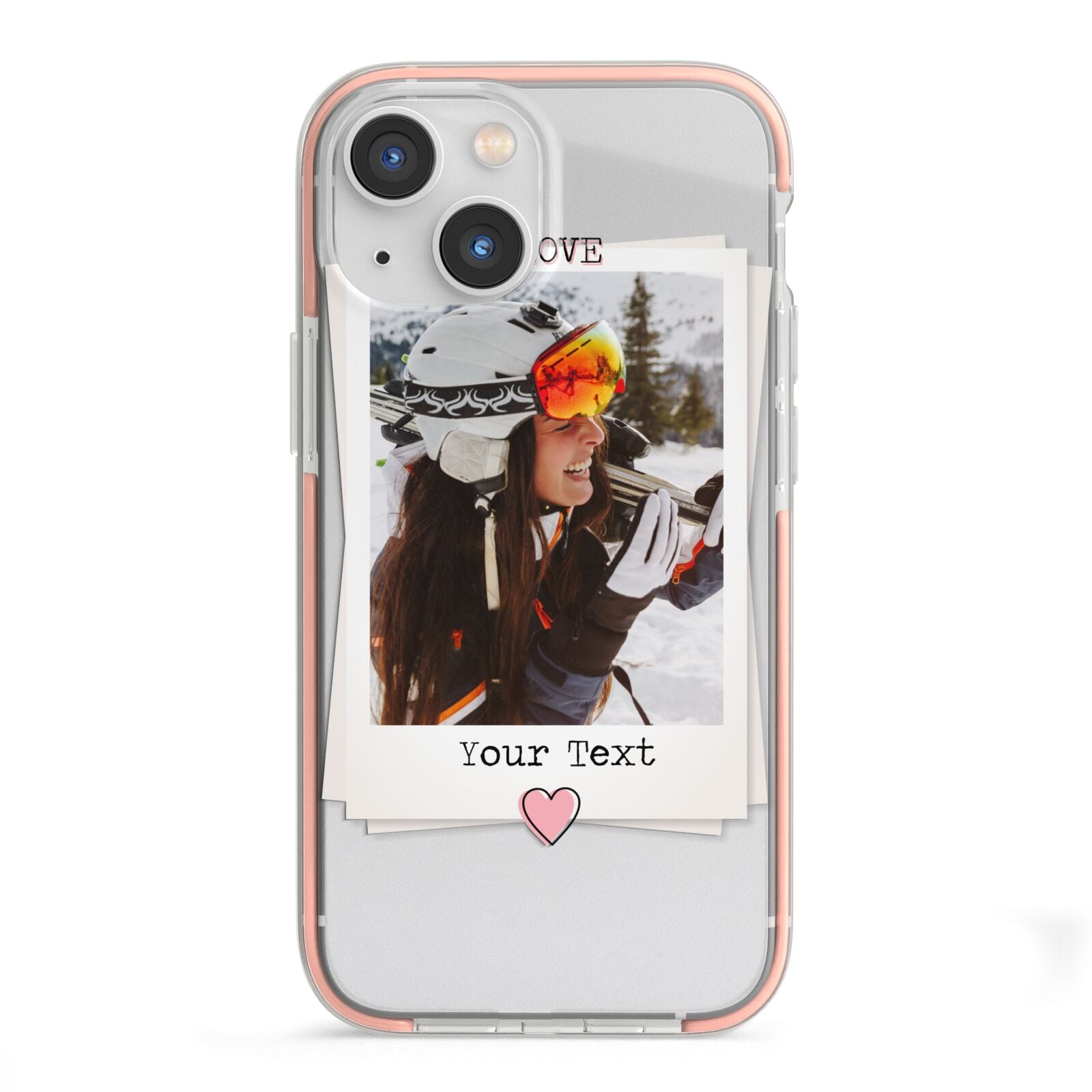 Personalised Retro Photo iPhone 13 Mini TPU Impact Case with Pink Edges