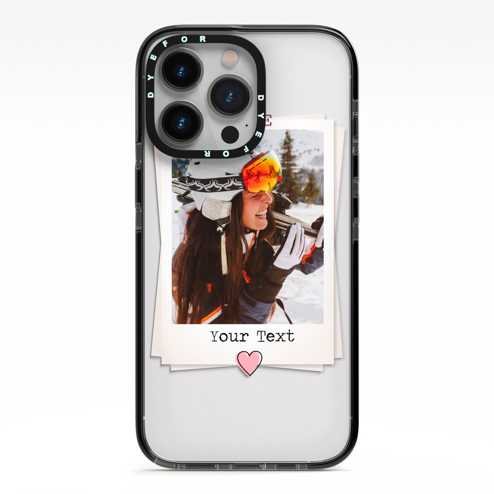 Personalised Retro Photo iPhone 13 Pro Black Impact Case on Silver phone