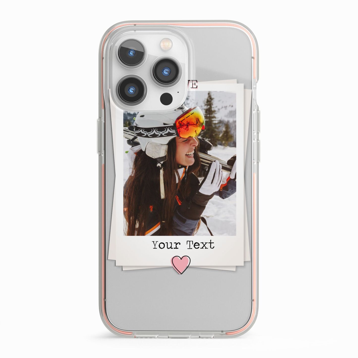 Personalised Retro Photo iPhone 13 Pro TPU Impact Case with Pink Edges