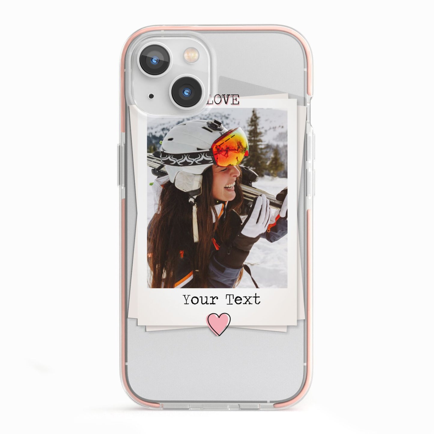 Personalised Retro Photo iPhone 13 TPU Impact Case with Pink Edges