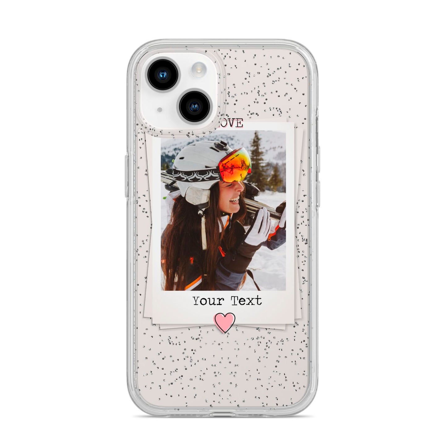 Personalised Retro Photo iPhone 14 Glitter Tough Case Starlight