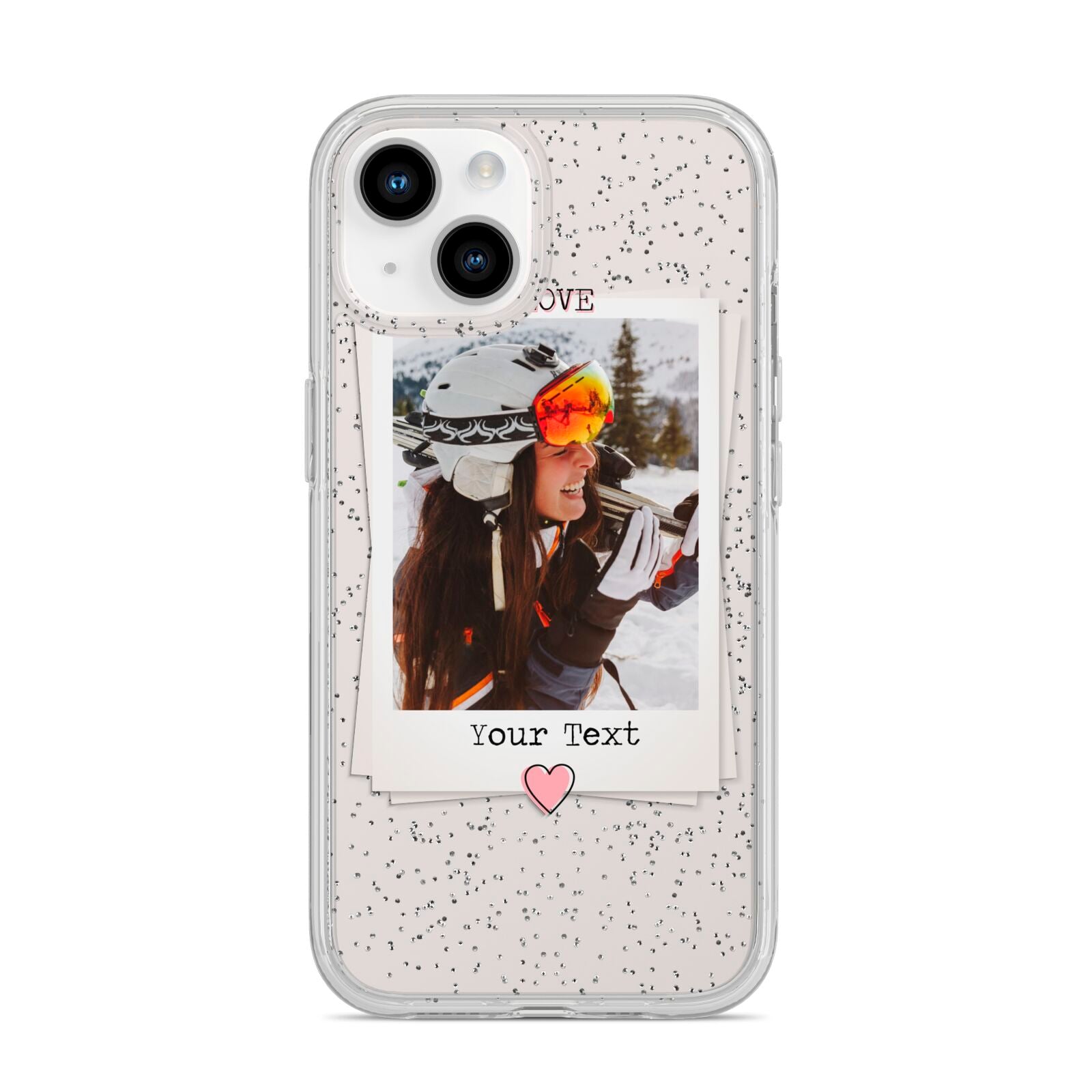 Personalised Retro Photo iPhone 14 Glitter Tough Case Starlight