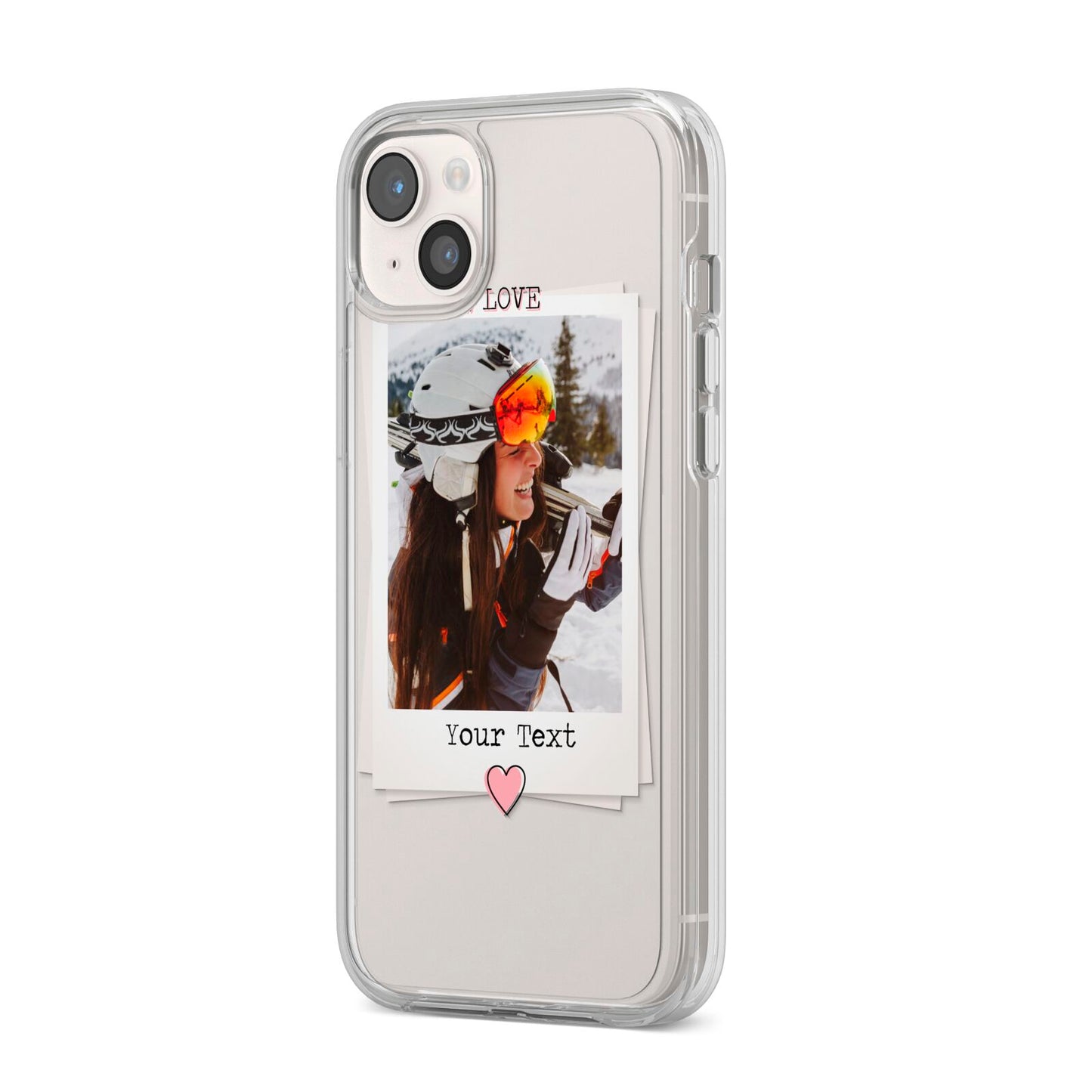 Personalised Retro Photo iPhone 14 Plus Clear Tough Case Starlight Angled Image