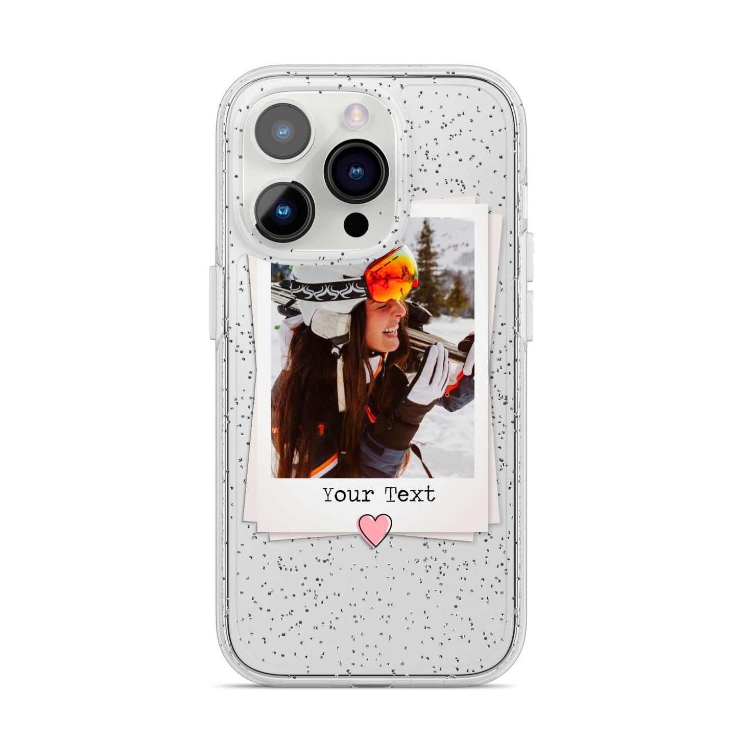 Personalised Retro Photo iPhone 14 Pro Glitter Tough Case Silver