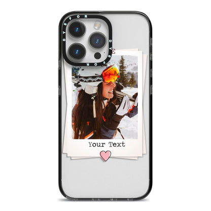 Personalised Retro Photo iPhone 14 Pro Max Black Impact Case on Silver phone