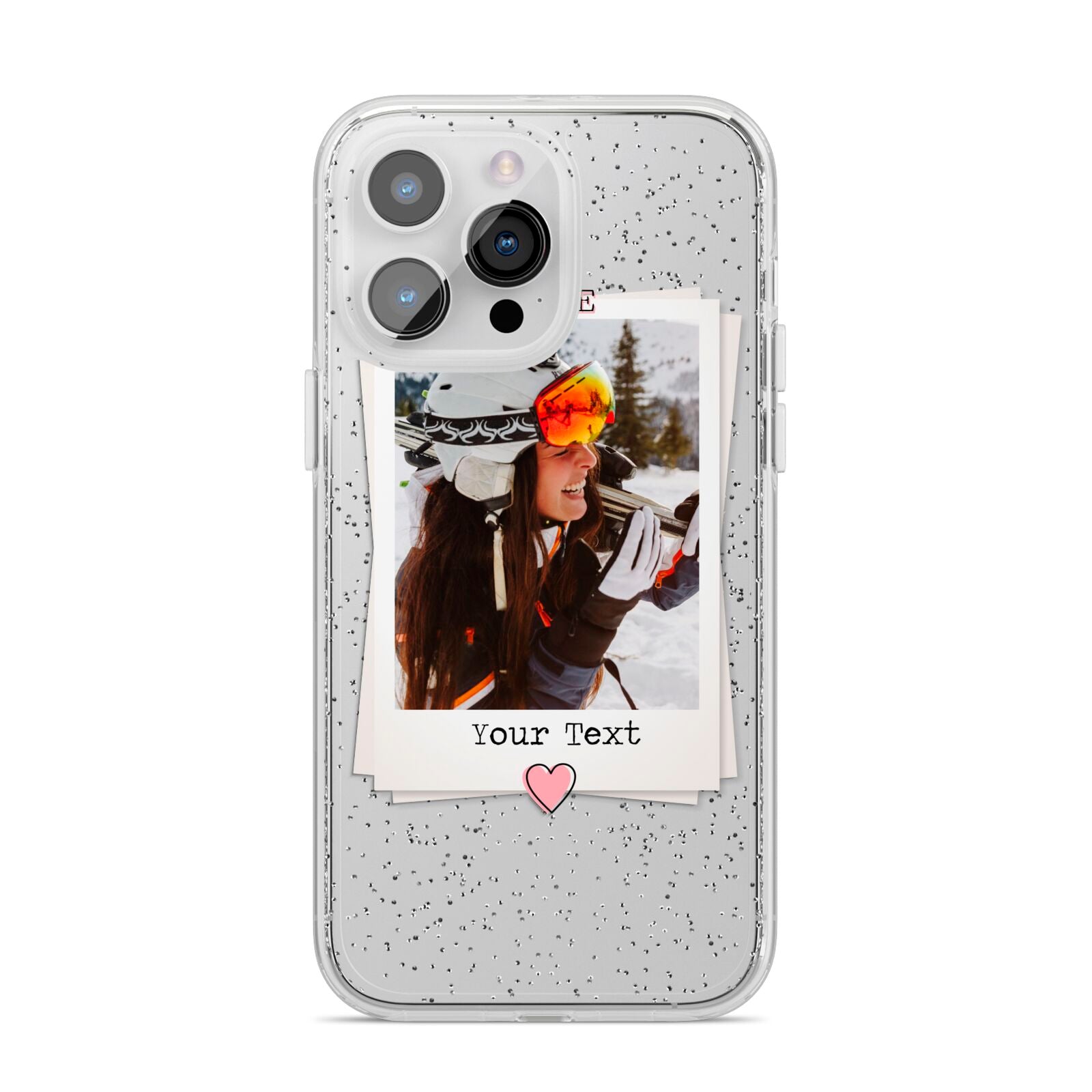 Personalised Retro Photo iPhone 14 Pro Max Glitter Tough Case Silver