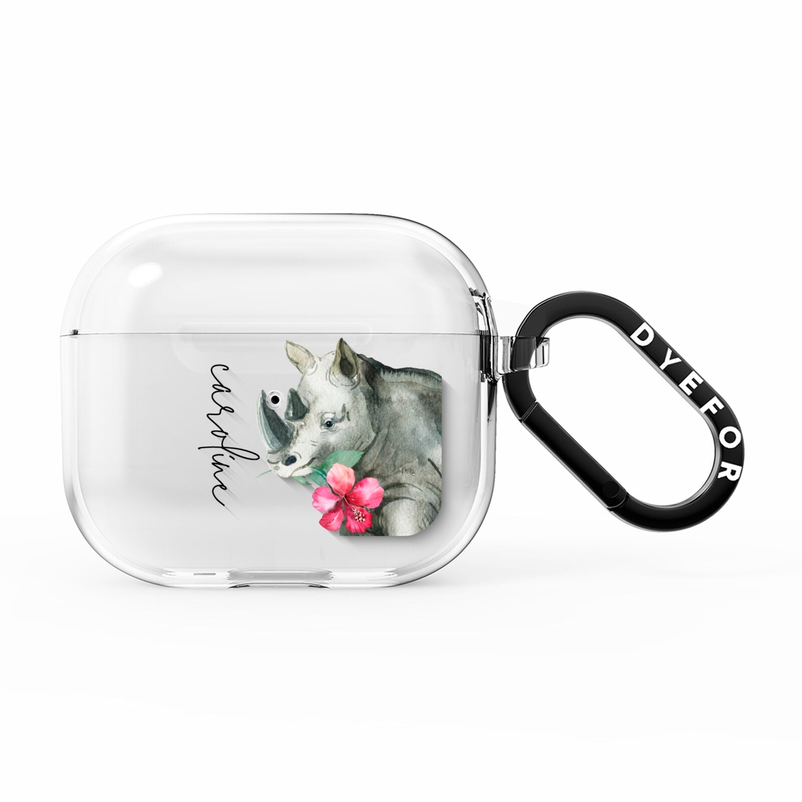 Personalised Rhinoceros AirPods Clear Case 3rd Gen