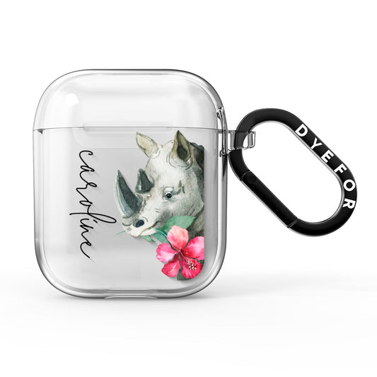 Personalised Rhinoceros AirPods Clear Case