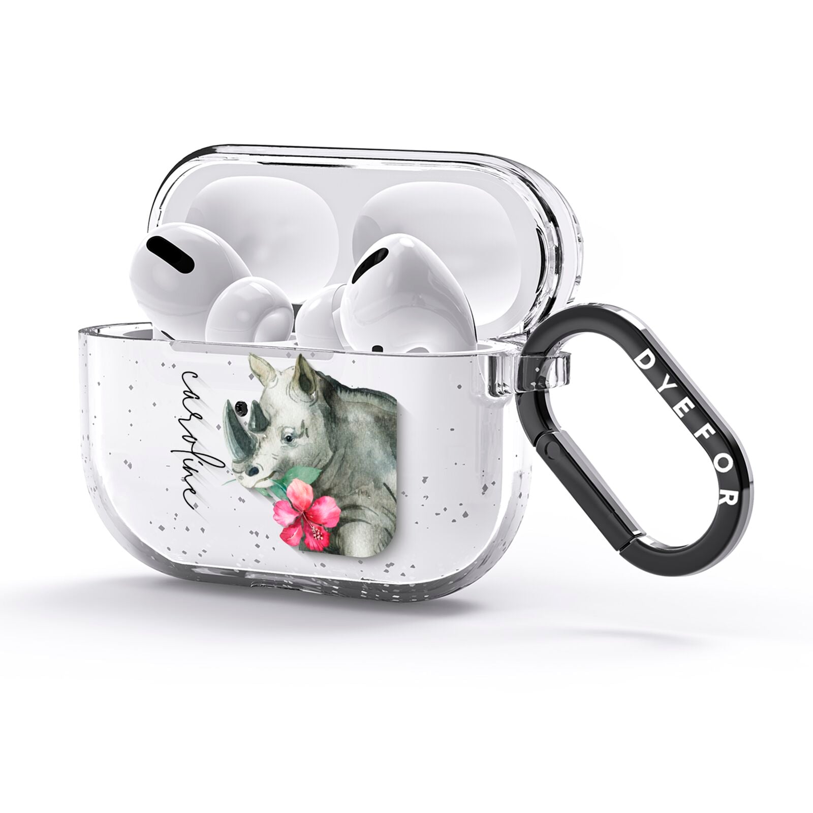 Personalised Rhinoceros AirPods Glitter Case 3rd Gen Side Image