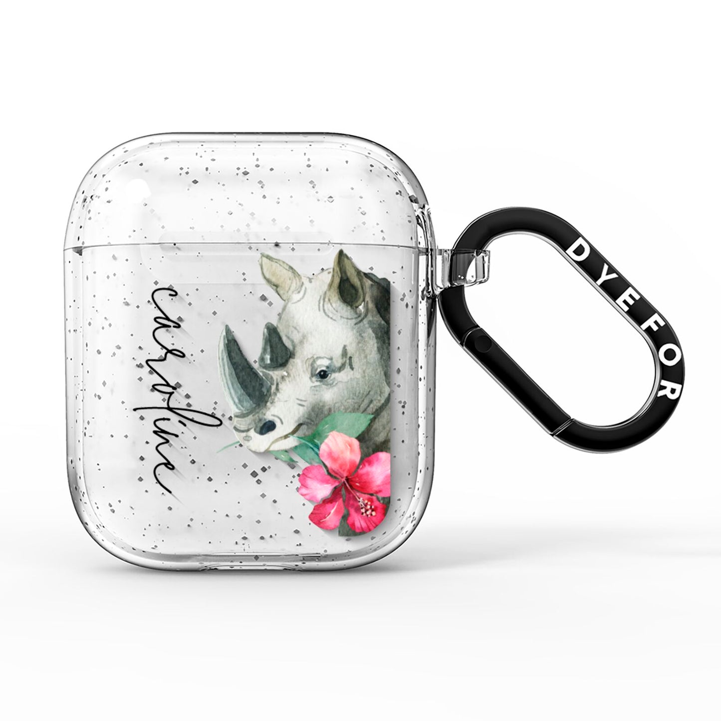 Personalised Rhinoceros AirPods Glitter Case