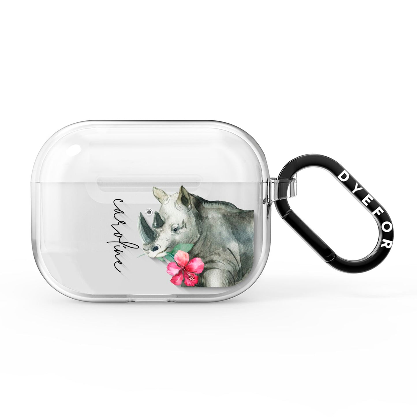 Personalised Rhinoceros AirPods Pro Clear Case