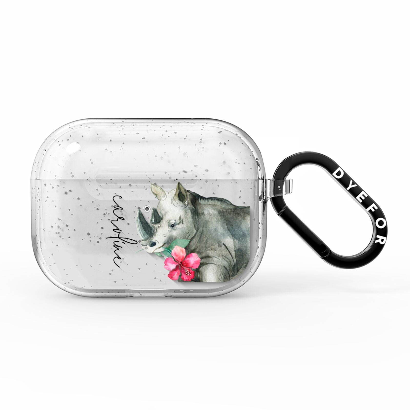 Personalised Rhinoceros AirPods Pro Glitter Case