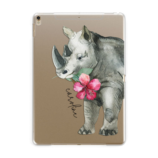Personalised Rhinoceros Apple iPad Gold Case