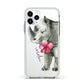 Personalised Rhinoceros Apple iPhone 11 Pro in Silver with White Impact Case