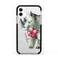 Personalised Rhinoceros Apple iPhone 11 in White with Black Impact Case