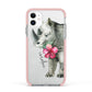 Personalised Rhinoceros Apple iPhone 11 in White with Pink Impact Case
