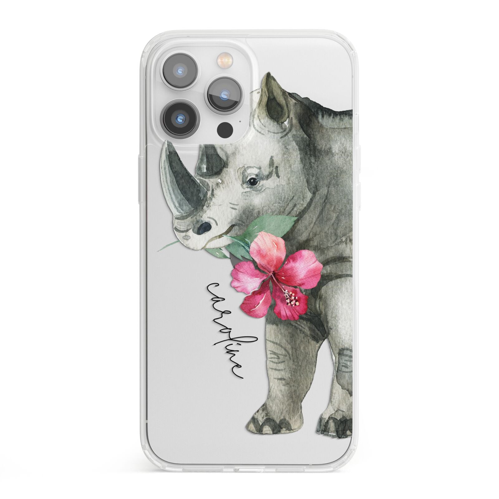 Personalised Rhinoceros iPhone 13 Pro Max Clear Bumper Case