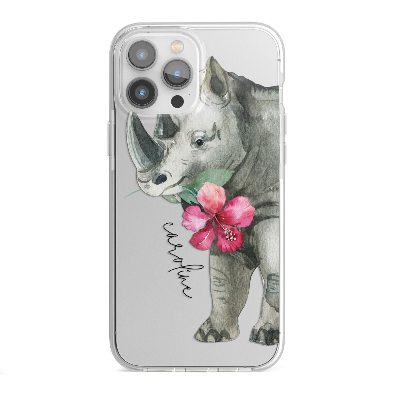 Personalised Rhinoceros iPhone 13 Pro Max TPU Impact Case with White Edges