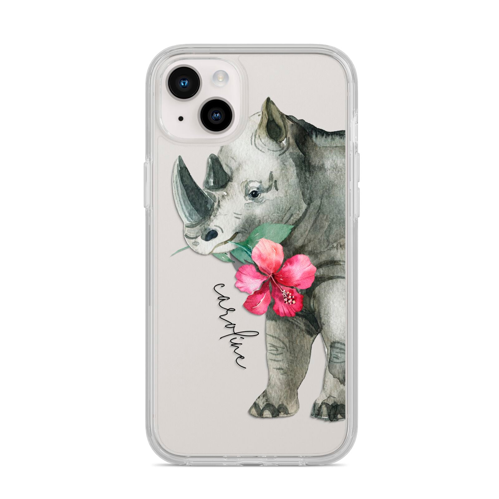 Personalised Rhinoceros iPhone 14 Plus Clear Tough Case Starlight