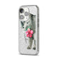 Personalised Rhinoceros iPhone 14 Pro Glitter Tough Case Silver Angled Image