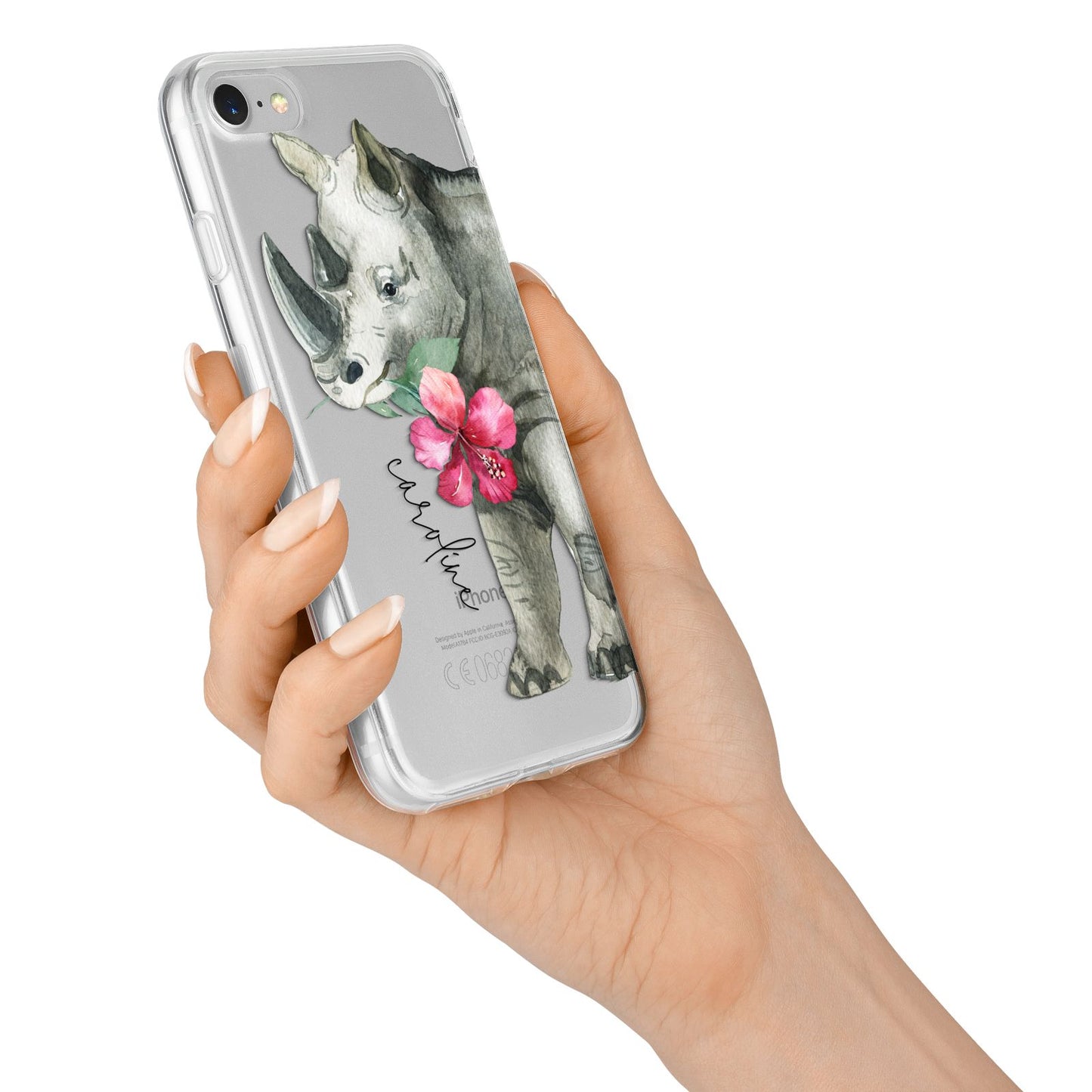 Personalised Rhinoceros iPhone 7 Bumper Case on Silver iPhone Alternative Image
