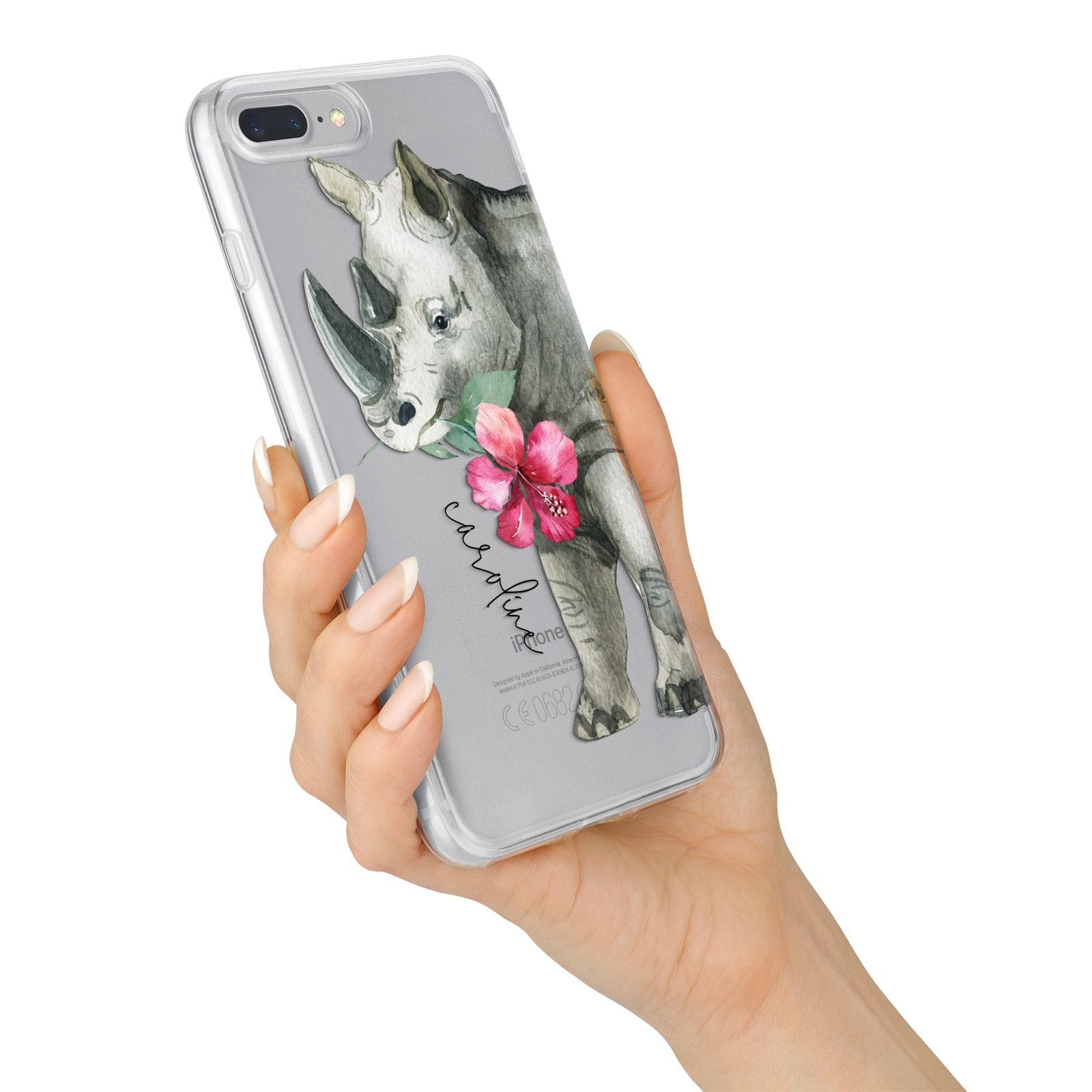 Personalised Rhinoceros iPhone 7 Plus Bumper Case on Silver iPhone Alternative Image