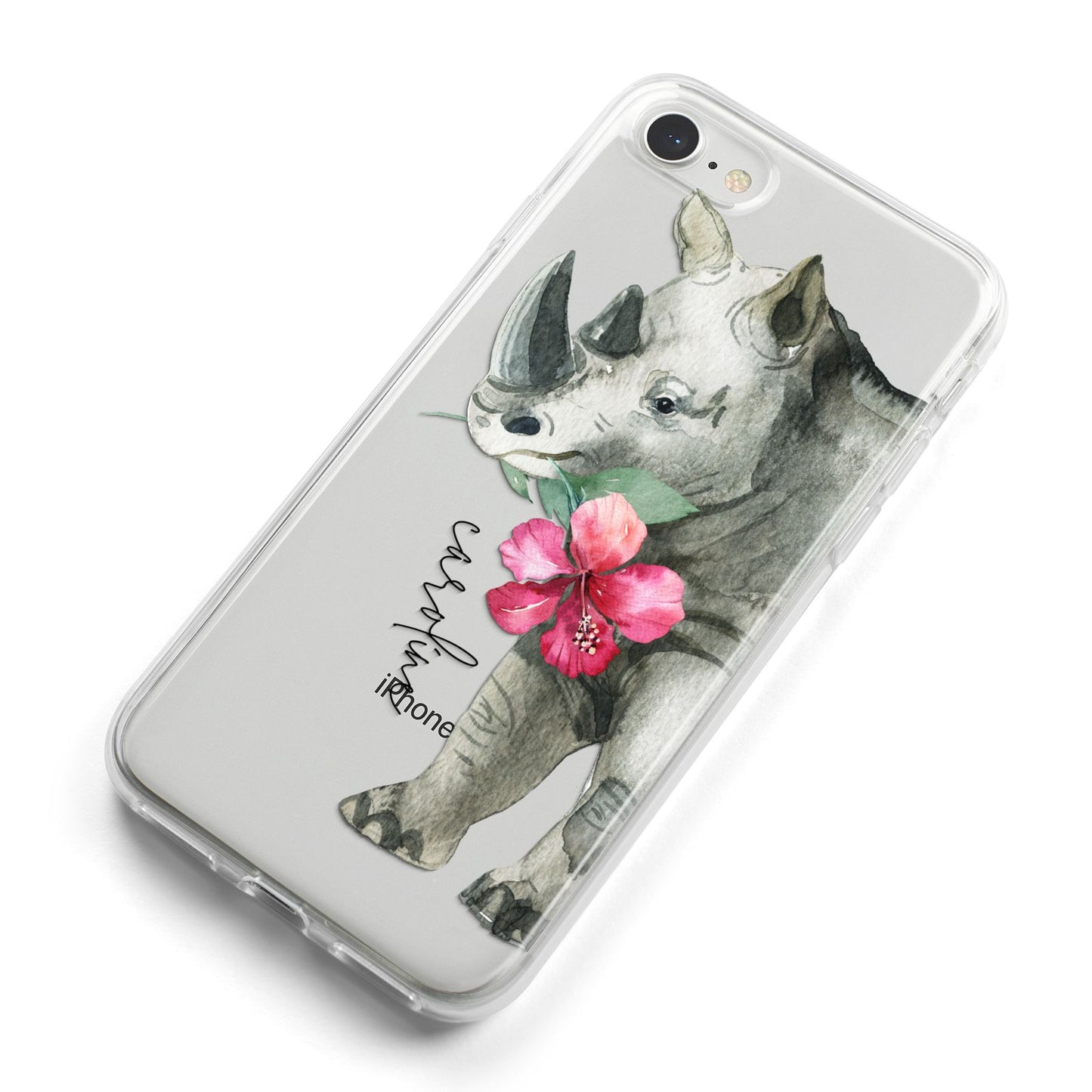 Personalised Rhinoceros iPhone 8 Bumper Case on Silver iPhone Alternative Image