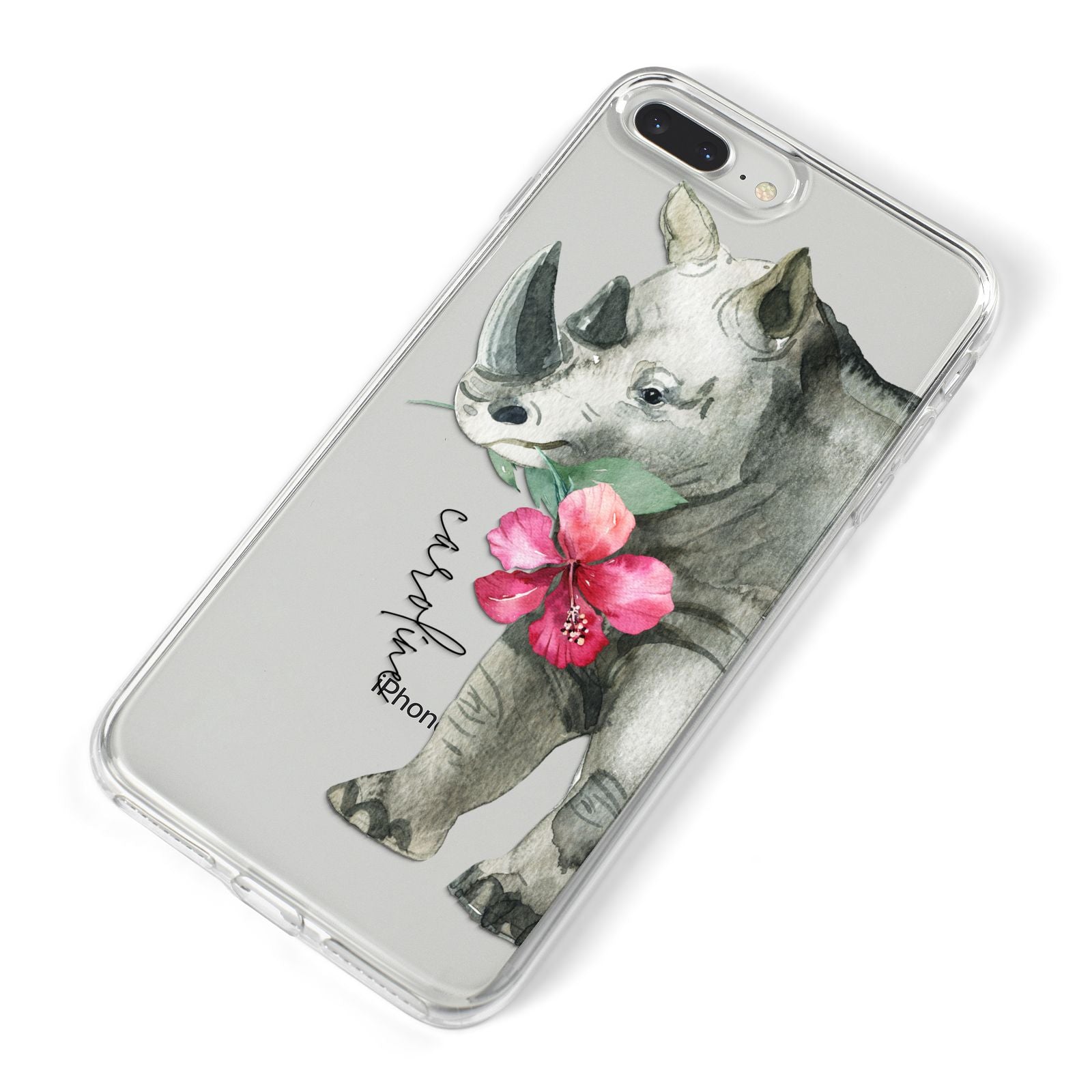 Personalised Rhinoceros iPhone 8 Plus Bumper Case on Silver iPhone Alternative Image