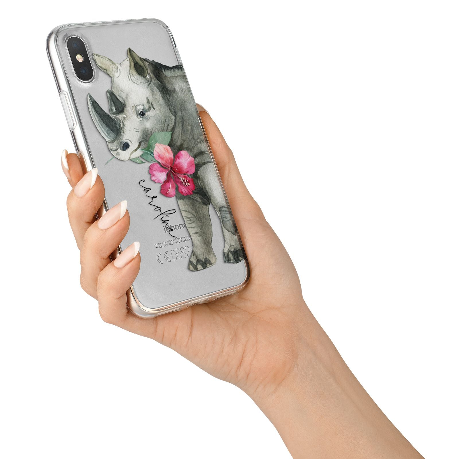 Personalised Rhinoceros iPhone X Bumper Case on Silver iPhone Alternative Image 2