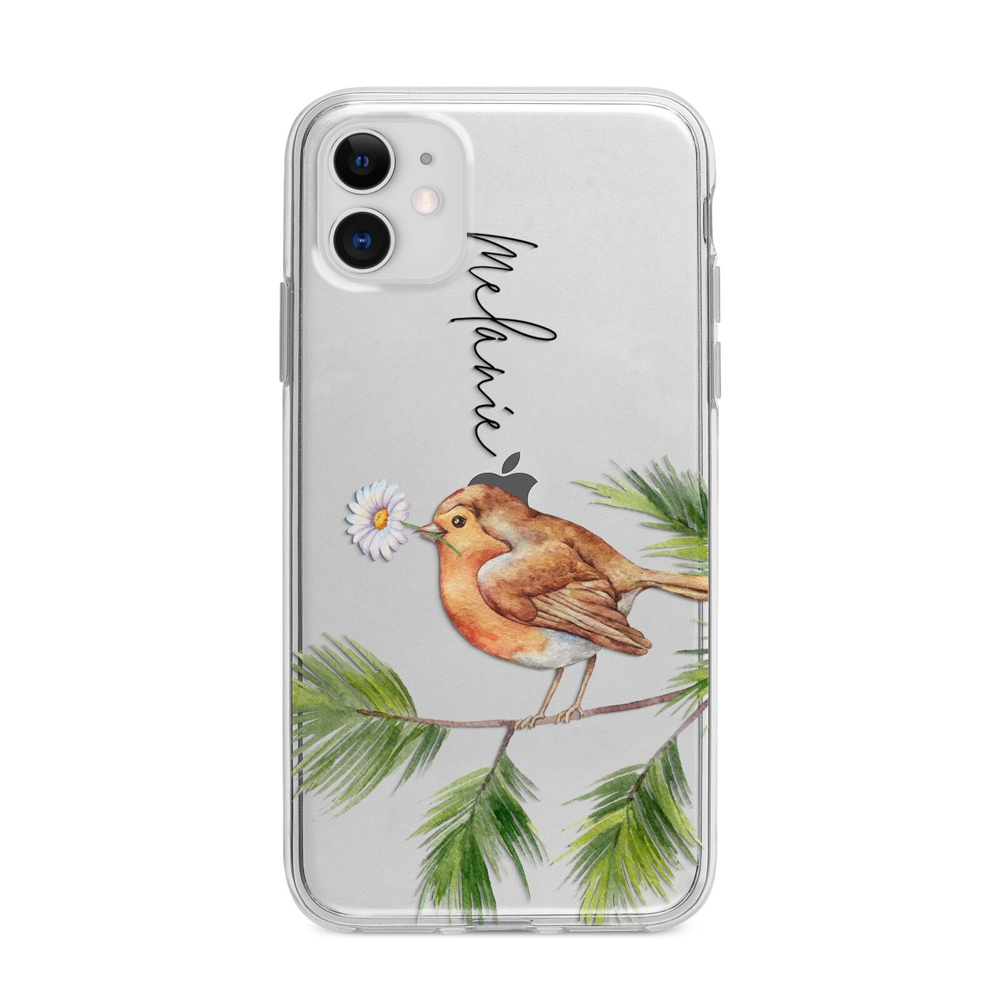 Personalised Robin Apple iPhone 11 in White with Bumper Case