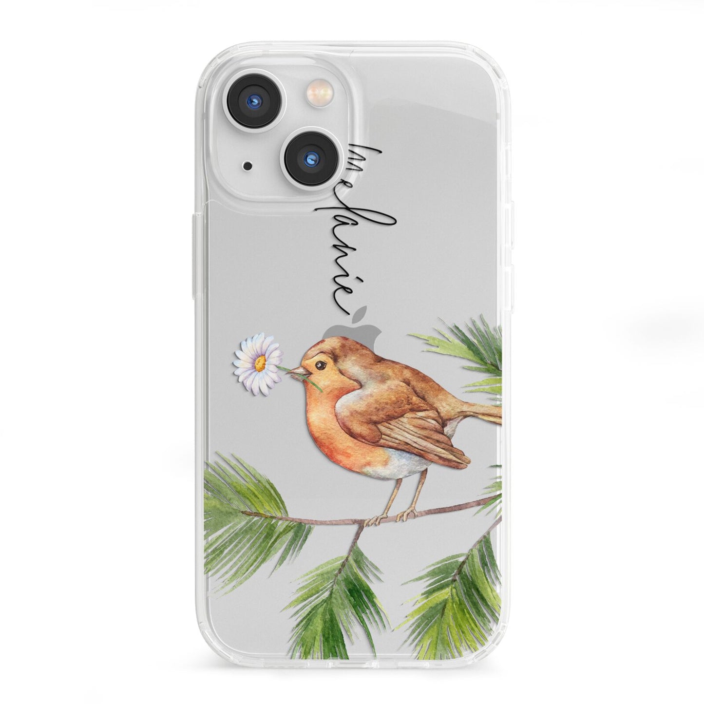 Personalised Robin iPhone 13 Mini Clear Bumper Case